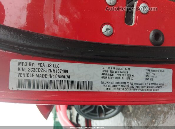 2C3CDZFJ2NH137499 2022 DODGE CHALLENGER Red Widok komory silnika