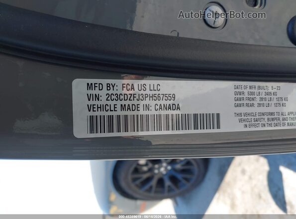 2C3CDZFJ3PH567559 2023 DODGE CHALLENGER Серый Вид подкапотного пространства