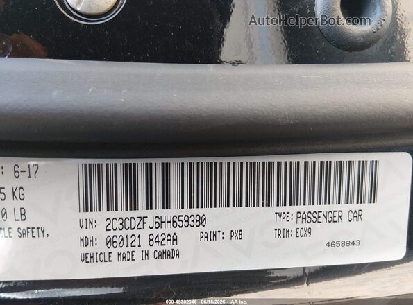 2C3CDZFJ6HH659380 2017 DODGE CHALLENGER Черный Вид подкапотного пространства
