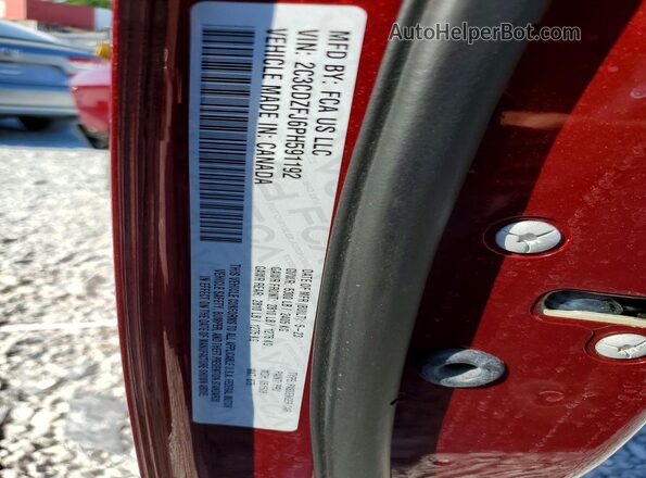 2C3CDZFJ6PH591192 2023 DODGE CHALLENGER Maroon Widok naklejki z numerem VIN