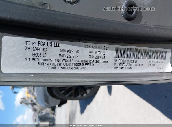 2C3CDZFJXJH124123 2018 DODGE CHALLENGER Gray Вид підкапотного простору