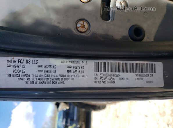 2C3CDZGG3KH629814 2019 DODGE CHALLENGER Gray Vista del compartimento del motor