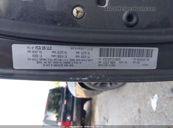 2C3CDZGG7LH106376 2020 DODGE CHALLENGER Black Engine compartment view