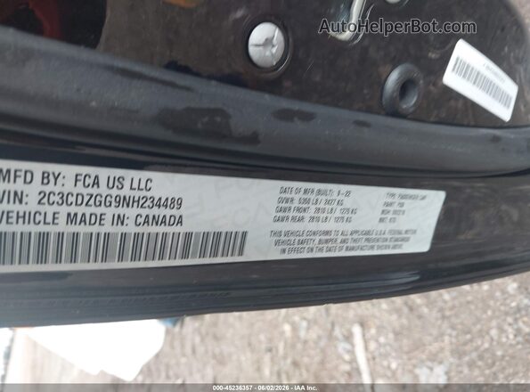 2C3CDZGG9NH234489 2022 DODGE CHALLENGER Black Widok komory silnika