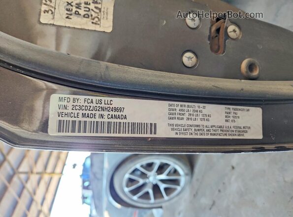 2C3CDZJG2NH249697 2022 DODGE CHALLENGER Charcoal 