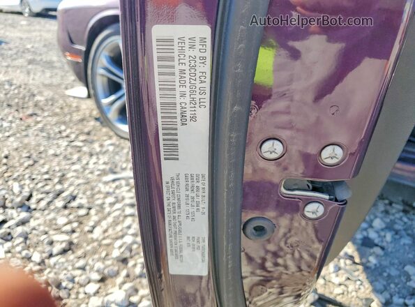 2C3CDZJG6LH211192 2020 DODGE CHALLENGER Purple ძრავის განყოფილების ხედი