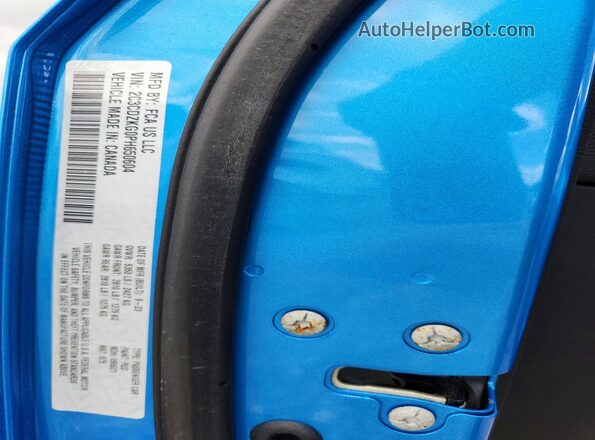 2C3CDZKG0PH650604 2023 DODGE CHALLENGER Blue Vista de la etiqueta del VIN