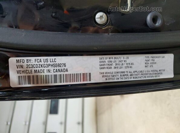 2C3CDZKG3PH559276 2023 DODGE CHALLENGER Black Engine compartment view