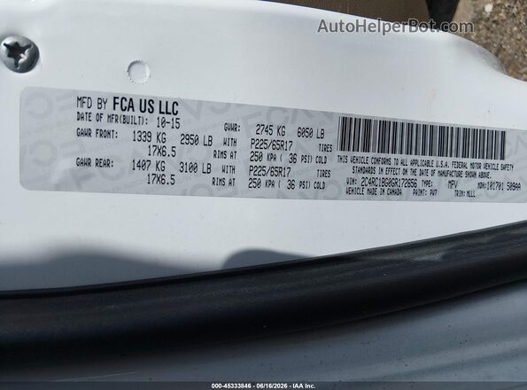 2C4RC1BG0GR172656 2016 CHRYSLER TOWN & COUNTRY White Engine compartment view