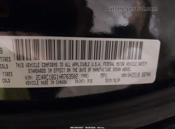 2C4RC1BG1HR763502 2017 CHRYSLER PACIFICA Black Вид підкапотного простору