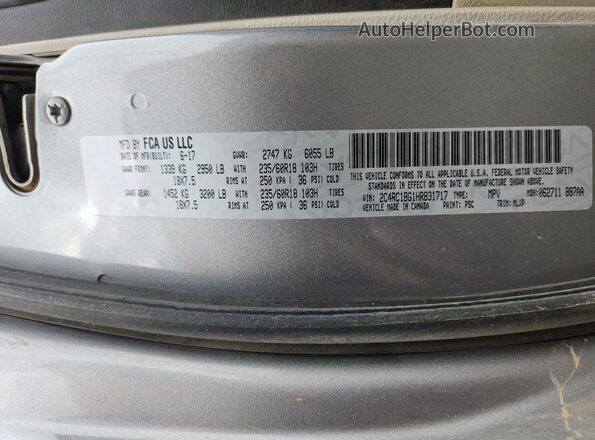 2C4RC1BG1HR831717 2017 CHRYSLER PACIFICA Silver 