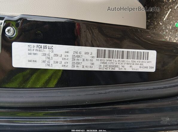 2C4RC1BG3GR260911 2016 CHRYSLER TOWN & COUNTRY Black Вид підкапотного простору