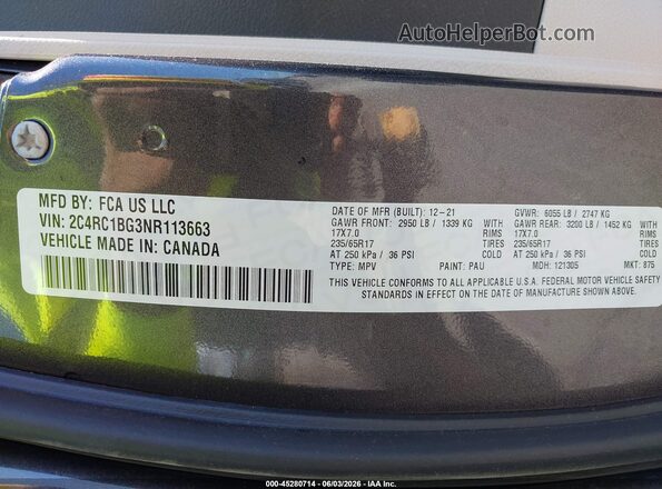 2C4RC1BG3NR113663 2022 CHRYSLER PACIFICA Silver Engine compartment view