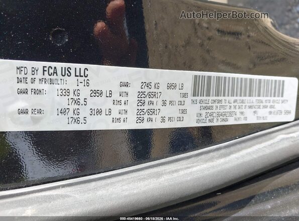 2C4RC1BG4GR239274 2016 CHRYSLER TOWN & COUNTRY Black Вид підкапотного простору