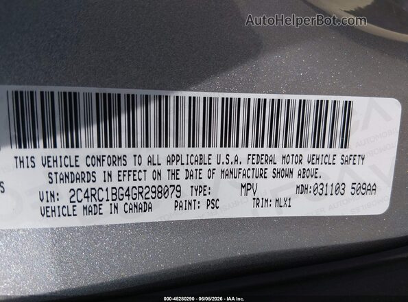 2C4RC1BG4GR298079 2016 CHRYSLER TOWN & COUNTRY Silver ძრავის განყოფილების ხედი