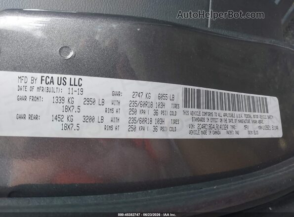 2C4RC1BG4LR141324 2020 CHRYSLER PACIFICA Серый Вид подкапотного пространства