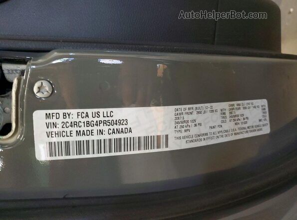 2C4RC1BG4PR504923 2023 CHRYSLER PACIFICA Gray VIN sticker view