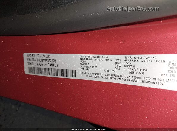2C4RC1BG4VR553035 2027 CHRYSLER PACIFICA Темно-бордовый Вид подкапотного пространства