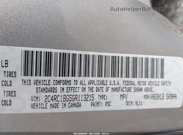 2C4RC1BG5GR113215 2016 CHRYSLER TOWN & COUNTRY Silver Engine compartment view