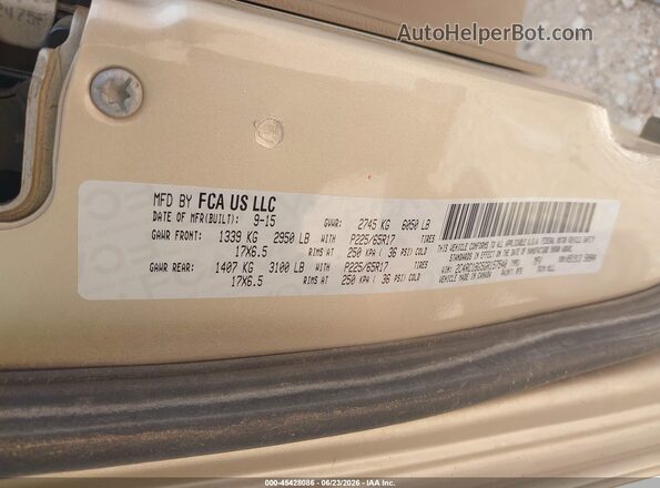2C4RC1BG5GR157540 2016 CHRYSLER TOWN & COUNTRY Золотой Вид подкапотного пространства