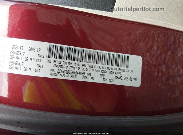 2C4RC1BG5HR544039 2017 CHRYSLER PACIFICA Burgundy Vista del compartimento del motor
