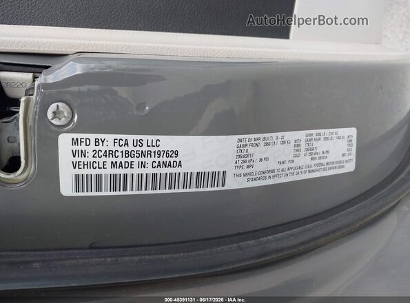 2C4RC1BG5NR197629 2022 CHRYSLER PACIFICA Серый Вид подкапотного пространства