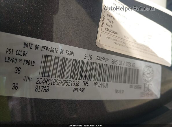 2C4RC1BG6HR551338 2017 CHRYSLER PACIFICA Blue ძრავის განყოფილების ხედი