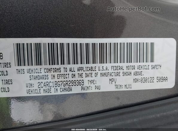 2C4RC1BG7GR299369 2016 CHRYSLER TOWN & COUNTRY Gray 