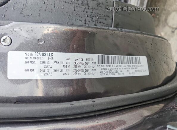 2C4RC1BG7LR111301 2020 CHRYSLER PACIFICA Gray Вид наклейки з VIN-кодом