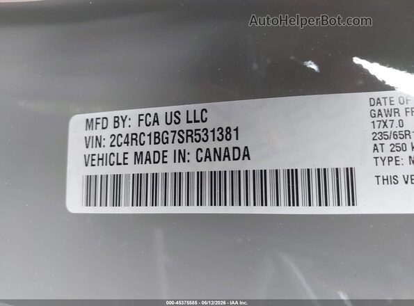 2C4RC1BG7SR531381 2025 CHRYSLER PACIFICA Gray 