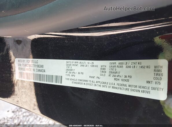 2C4RC1BG7TR196348 2026 CHRYSLER PACIFICA Black Widok komory silnika