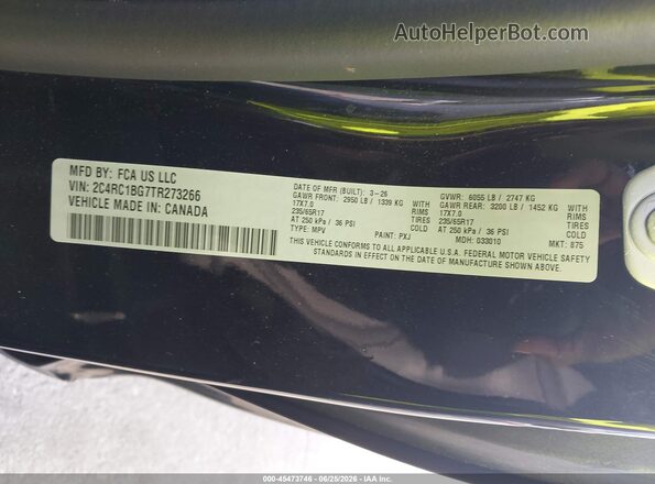2C4RC1BG7TR273266 2026 CHRYSLER PACIFICA Black Engine compartment view