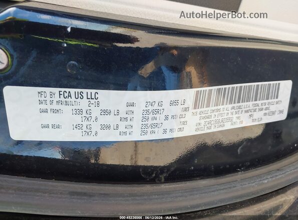 2C4RC1BG8JR235932 2018 CHRYSLER PACIFICA Black Շարժիչի բաժամունքի տեսք