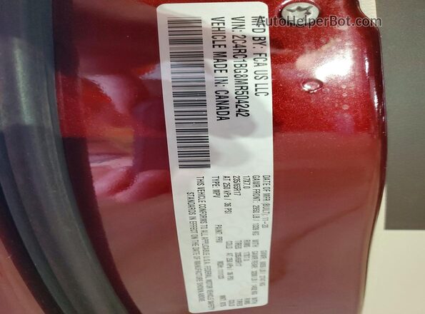 2C4RC1BG8MR504242 2021 CHRYSLER PACIFICA Burgundy Вид наклейки з VIN-кодом
