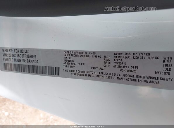 2C4RC1BG8TR169059 2026 CHRYSLER PACIFICA White Engine compartment view