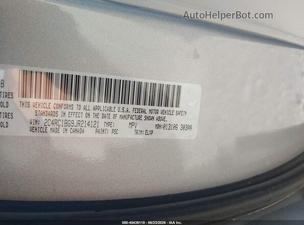 2C4RC1BG9JR214121 2018 CHRYSLER PACIFICA Silver Widok komory silnika