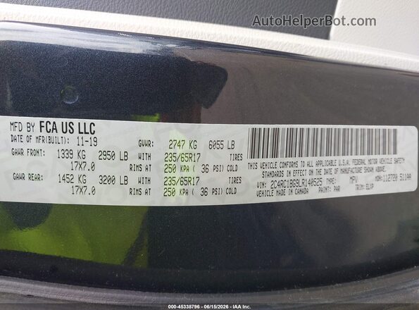 2C4RC1BG9LR140525 2020 CHRYSLER PACIFICA Gray Engine compartment view