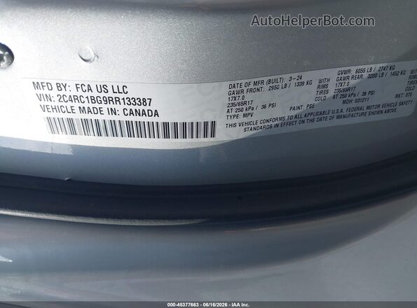 2C4RC1BG9RR133387 2024 CHRYSLER PACIFICA Silver 