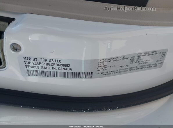 2C4RC1BGXPR620692 2023 CHRYSLER PACIFICA White 