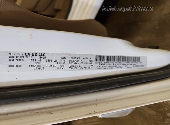 2C4RC1CG0GR166208 2016 CHRYSLER TOWN Белый Вид наклейки с VIN-кодом