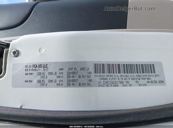 2C4RC1CG0JR117890 2018 CHRYSLER PACIFICA White 