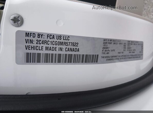 2C4RC1CG0MR577622 2021 CHRYSLER VOYAGER White Вид підкапотного простору