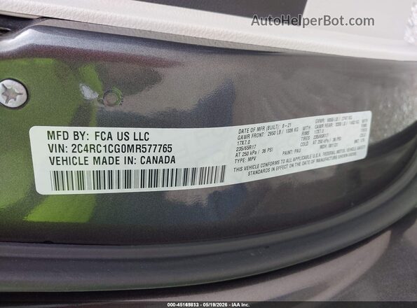 2C4RC1CG0MR577765 2021 CHRYSLER VOYAGER Gray 
