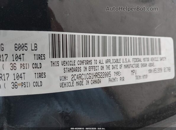 2C4RC1CG1HR522005 2017 CHRYSLER PACIFICA Gray Vista del compartimento del motor