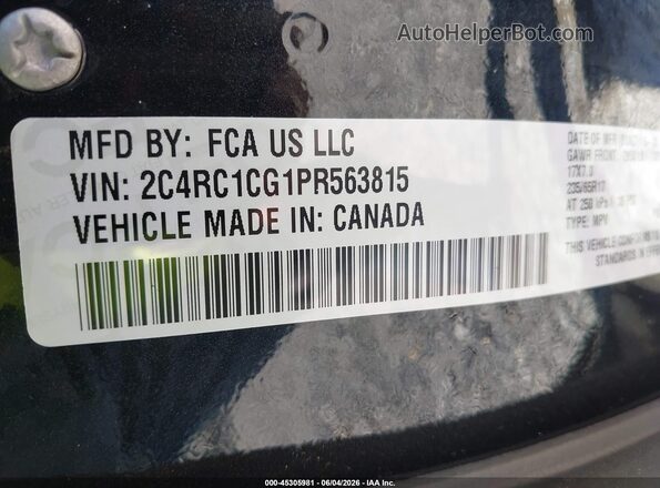 2C4RC1CG1PR563815 2023 CHRYSLER VOYAGER Black Widok komory silnika
