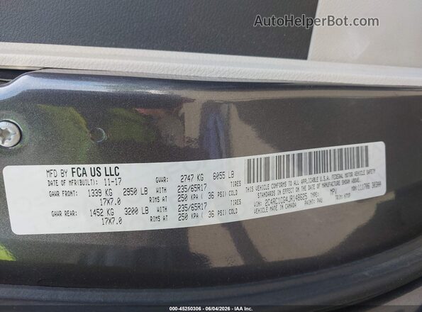 2C4RC1CG4JR148625 2018 CHRYSLER PACIFICA Gray Вид підкапотного простору