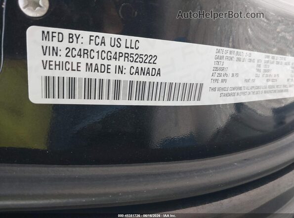 2C4RC1CG4PR525222 2023 CHRYSLER VOYAGER Черный Вид подкапотного пространства