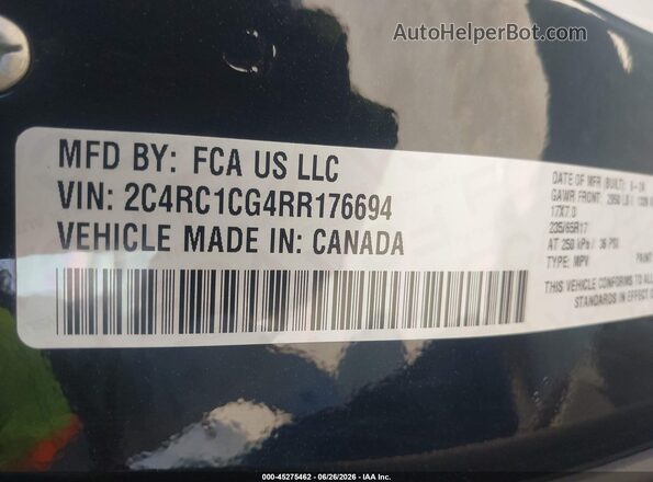 2C4RC1CG4RR176694 2024 CHRYSLER VOYAGER Black ძრავის განყოფილების ხედი