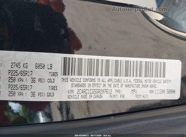 2C4RC1CG5GR207612 2016 CHRYSLER TOWN & COUNTRY Black Widok komory silnika