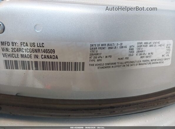 2C4RC1CG6NR146509 2022 CHRYSLER VOYAGER Silver Engine compartment view